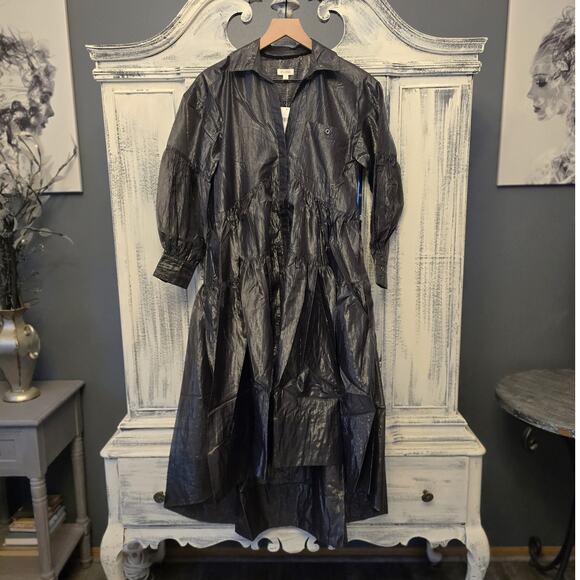 Pilcro Long-Sleeve V-Neck Metallic High-Low Dress - New XS - Picture 5 of 5